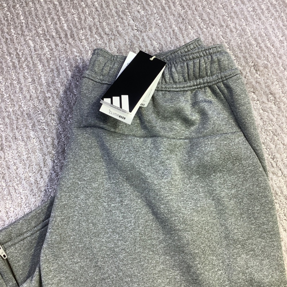 Adidas Game and Go 3 Bar Pants Grey Tapered Athletic Pants Mens Size M NWT